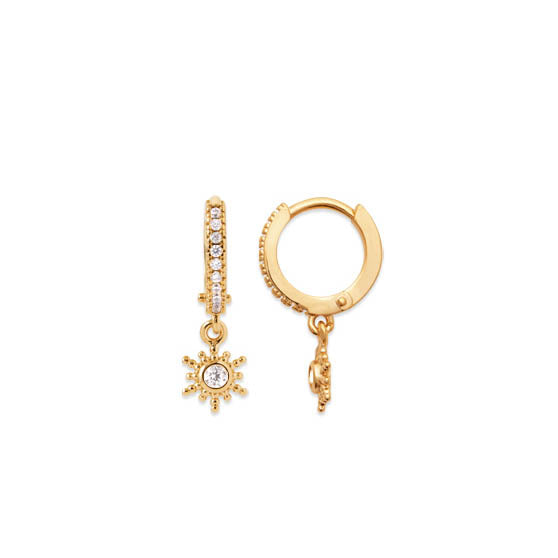 Boucles d'oreilles mini-créoles soleil argent ou plaqué or