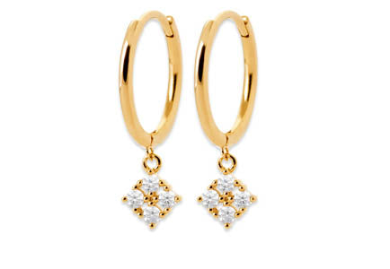 Boucles d'oreilles mini-créoles petits strass plaqué or