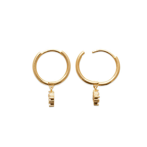 Boucles d'oreilles mini-créoles petits strass plaqué or