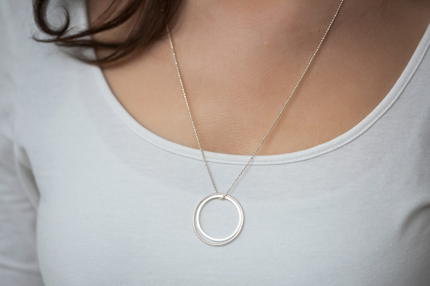 Collier long 2 ronds en argent véritable