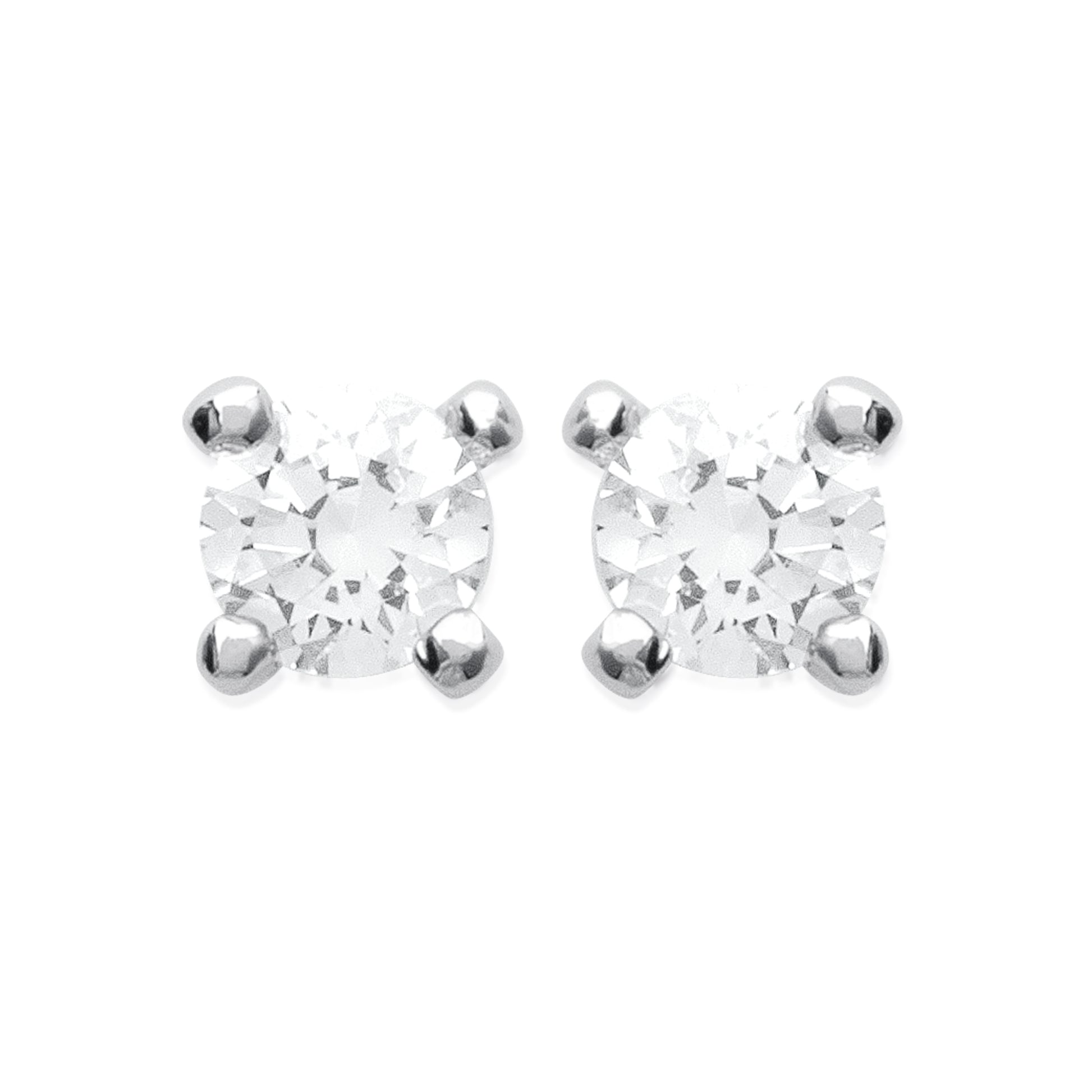 Boucles d'oreilles oxydes de zirconium blancs en argent