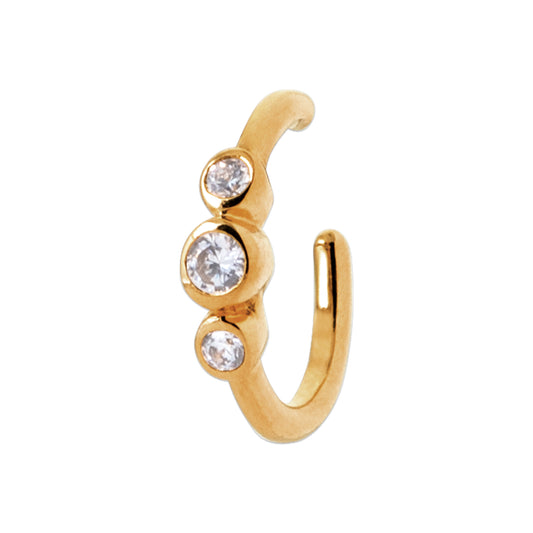 Bague d'oreille Ear cuff serti de zircons plaqué or, faux piercing