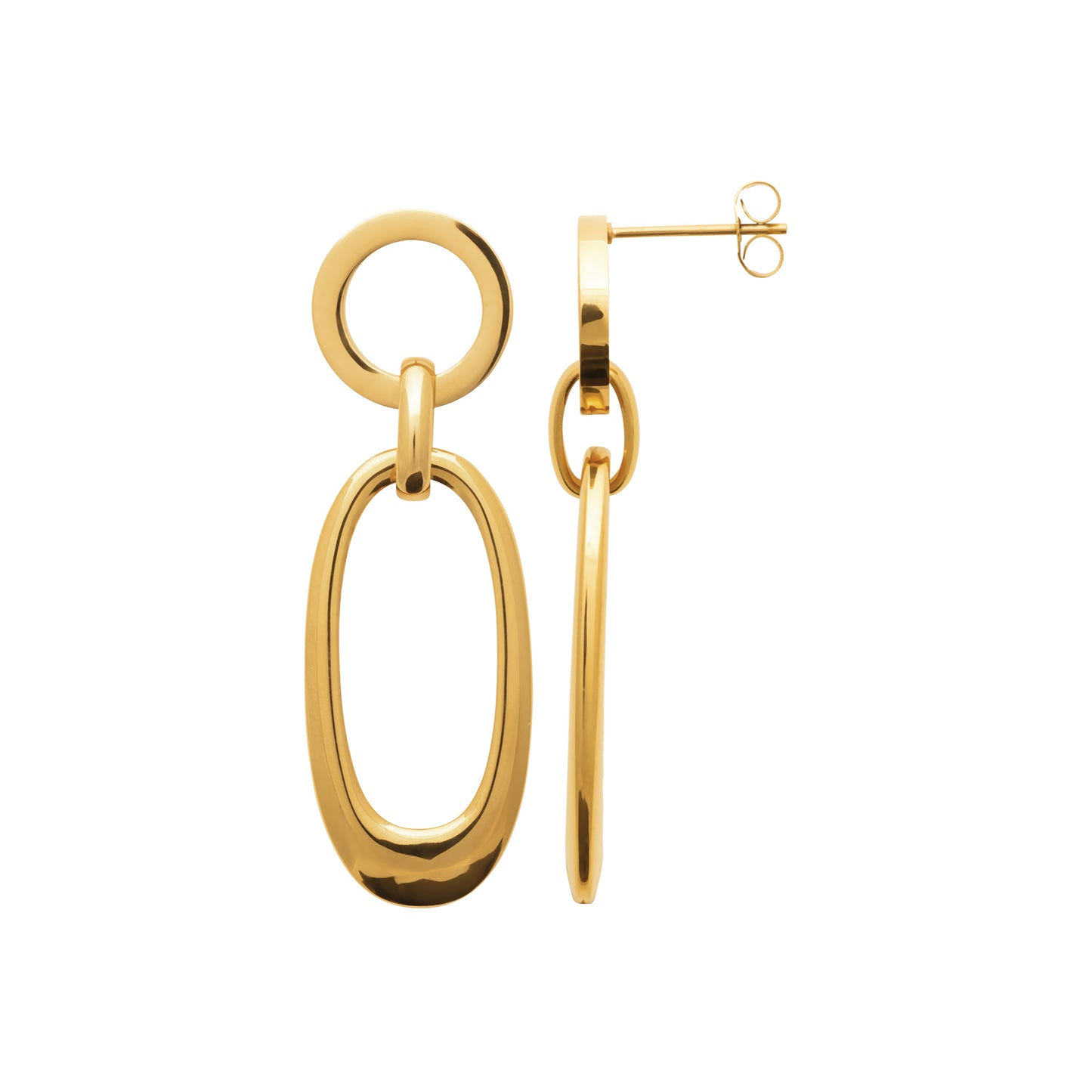 Boucles d'oreilles pendantes en acier doré