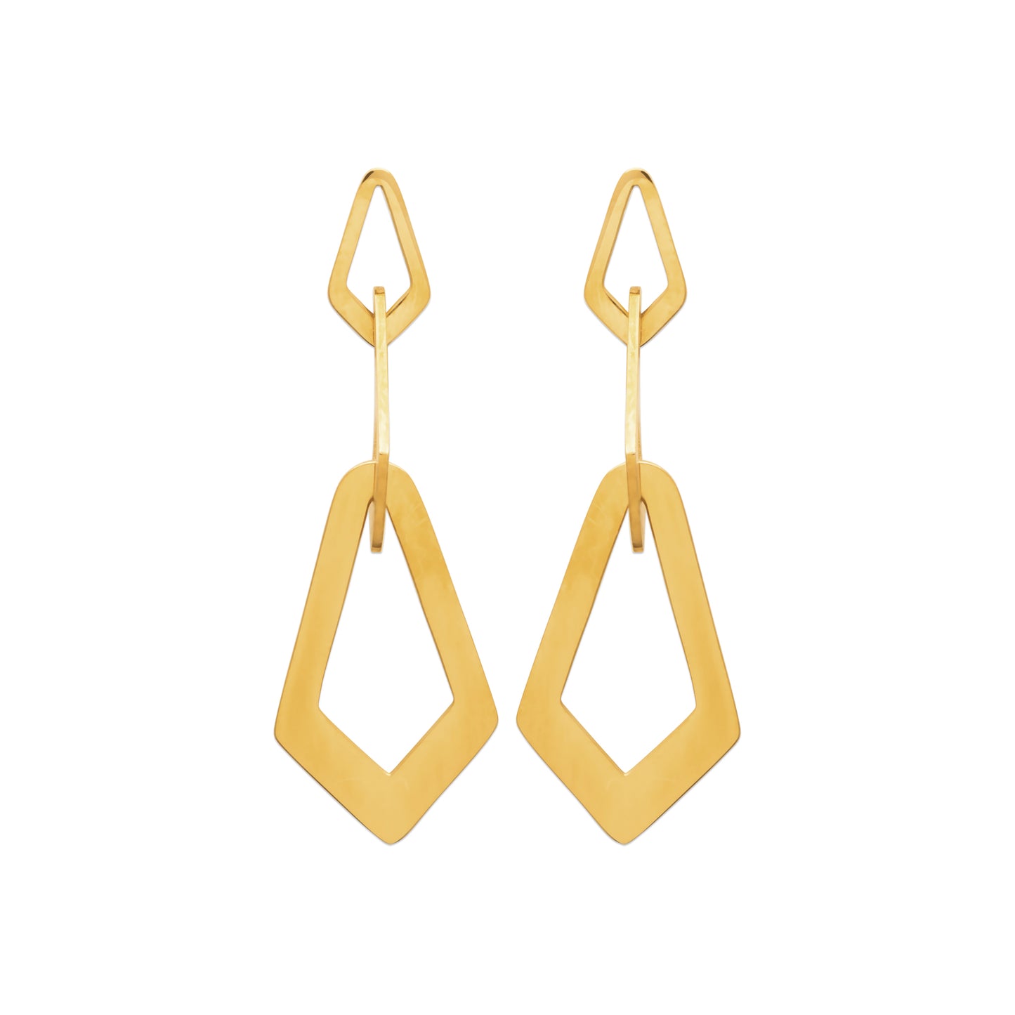 Boucles d’oreilles pendantes dorées géométriques – en acier inoxydable