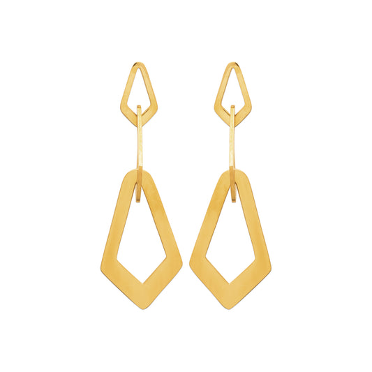 Boucles d’oreilles pendantes dorées géométriques – en acier inoxydable