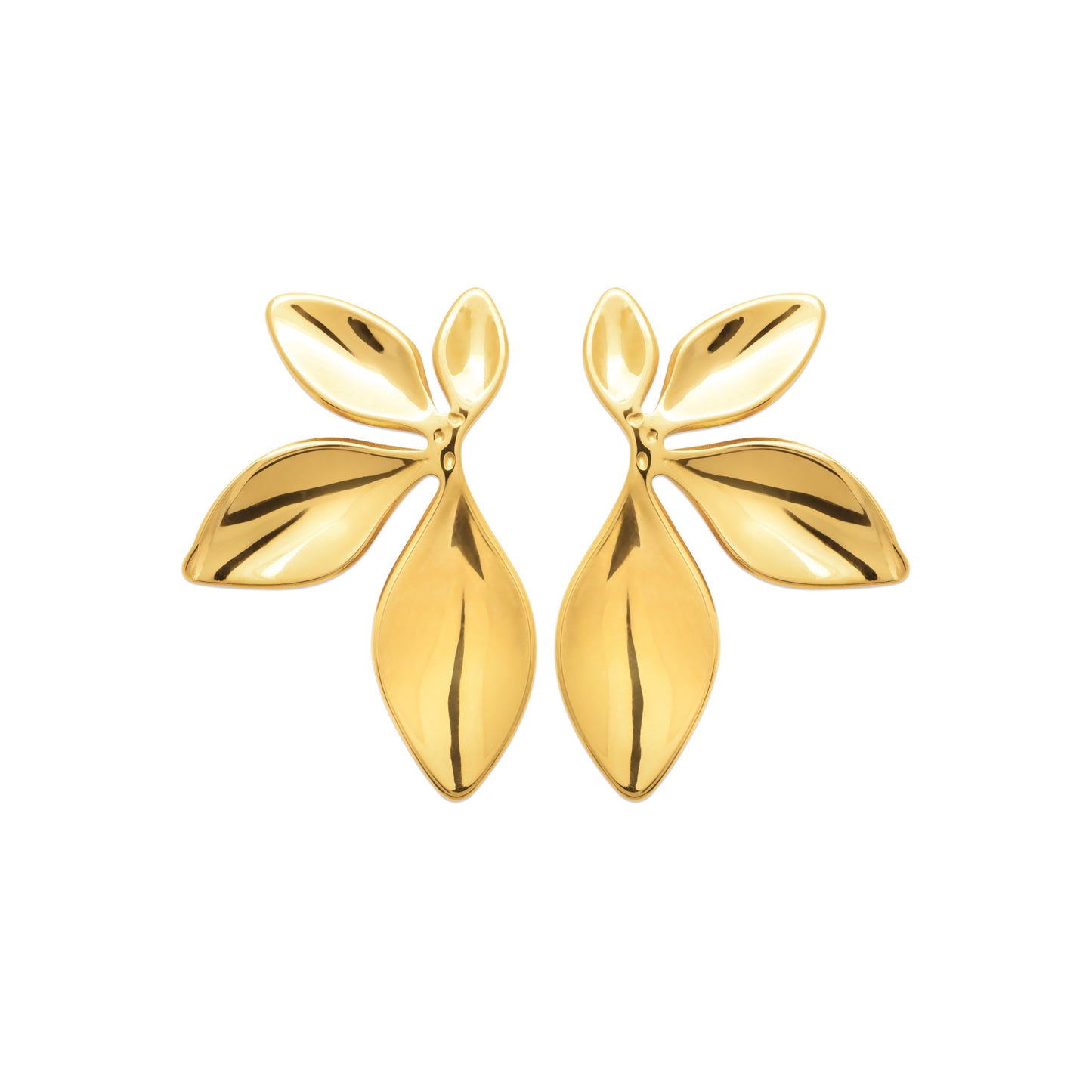 Boucles d’oreilles feuilles en acier doré – bijou élégant et naturel