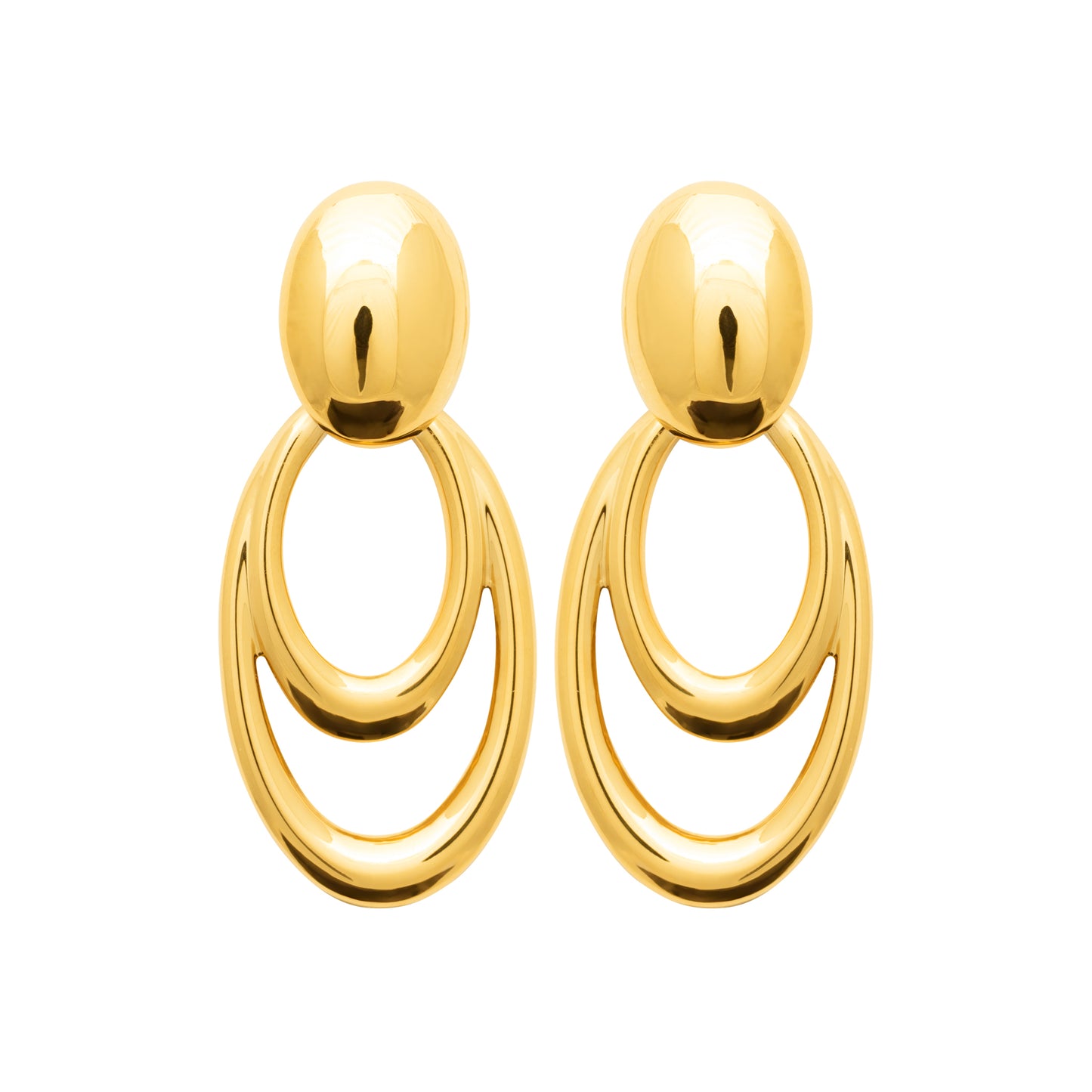 Boucles d’oreilles dorées à double anneau – en acier inoxydable