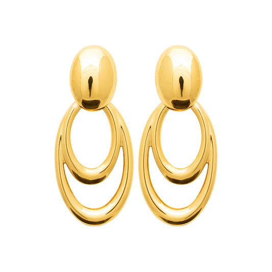 Boucles d’oreilles dorées à double anneau – en acier inoxydable