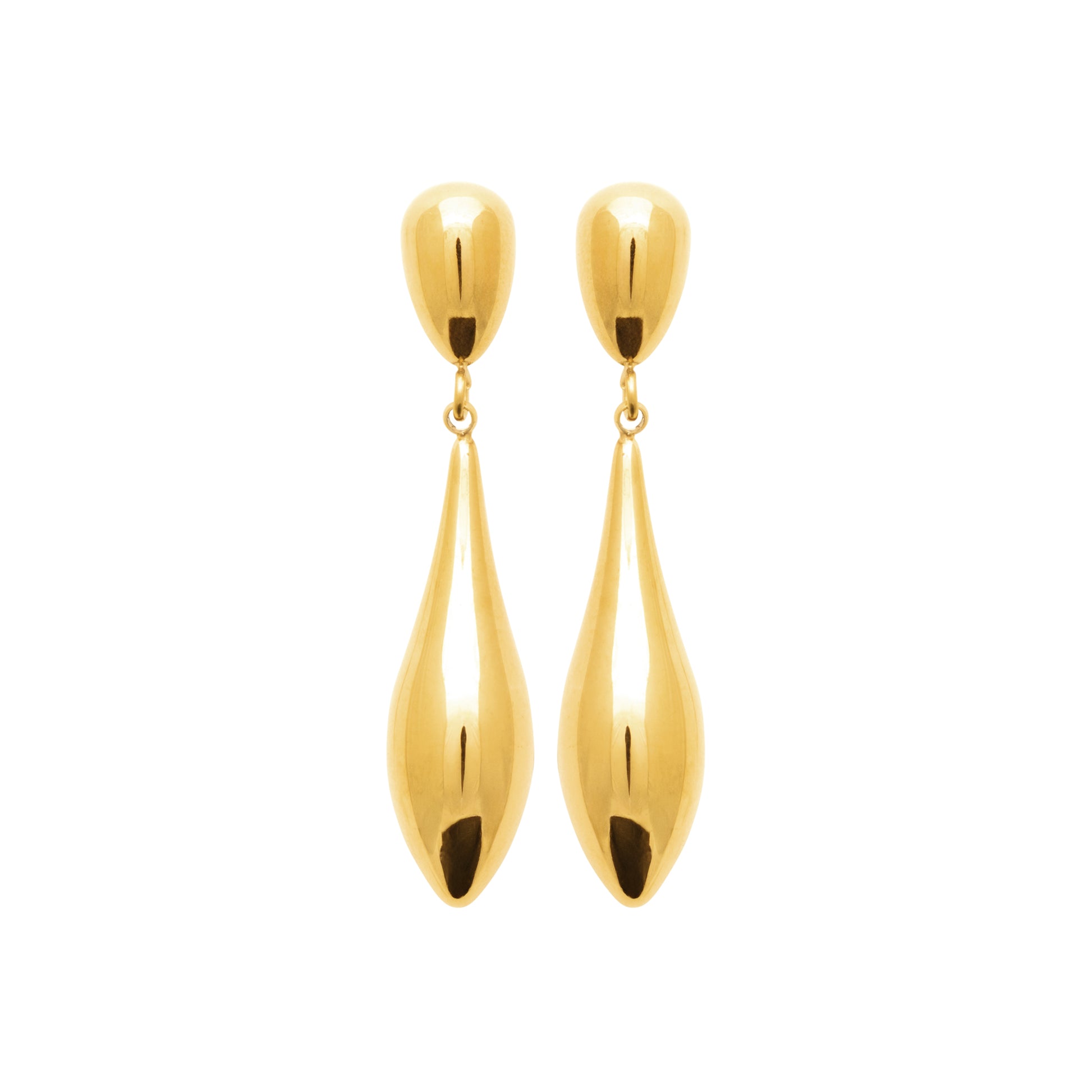 Boucles d’oreilles pendantes goutte en acier doré