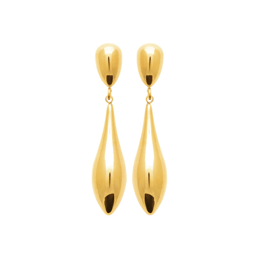 Boucles d’oreilles pendantes goutte en acier doré