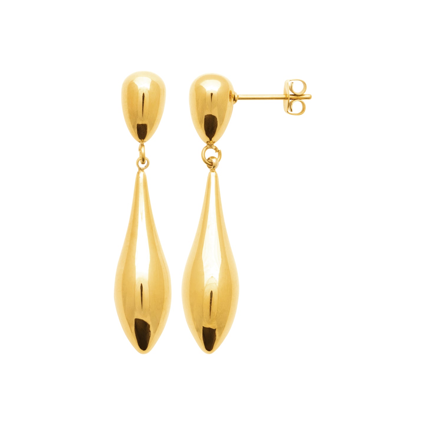 Boucles d’oreilles pendantes goutte en acier doré