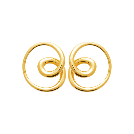 Boucles d’oreilles dorées spirales en acier inoxydable – design artistique et moderne