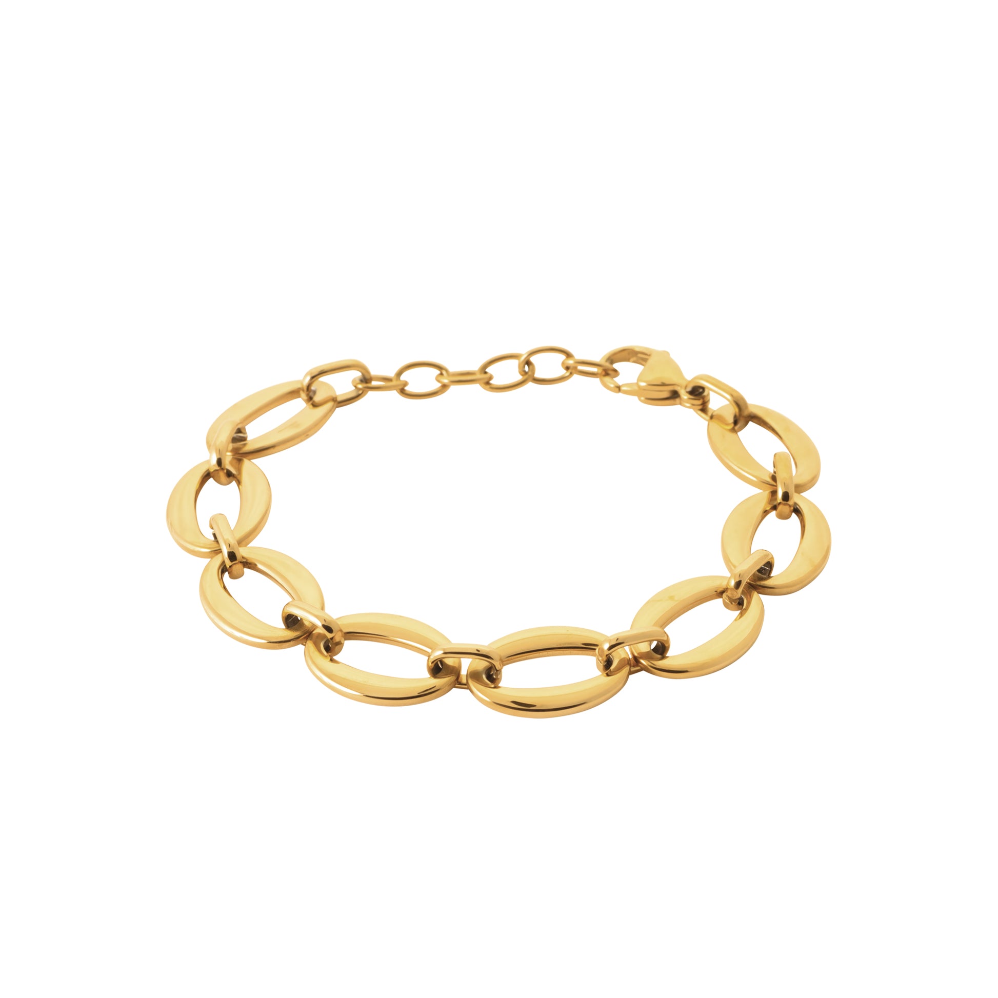 Bracelet maillons ovales en acier doré – bijou moderne et intemporel