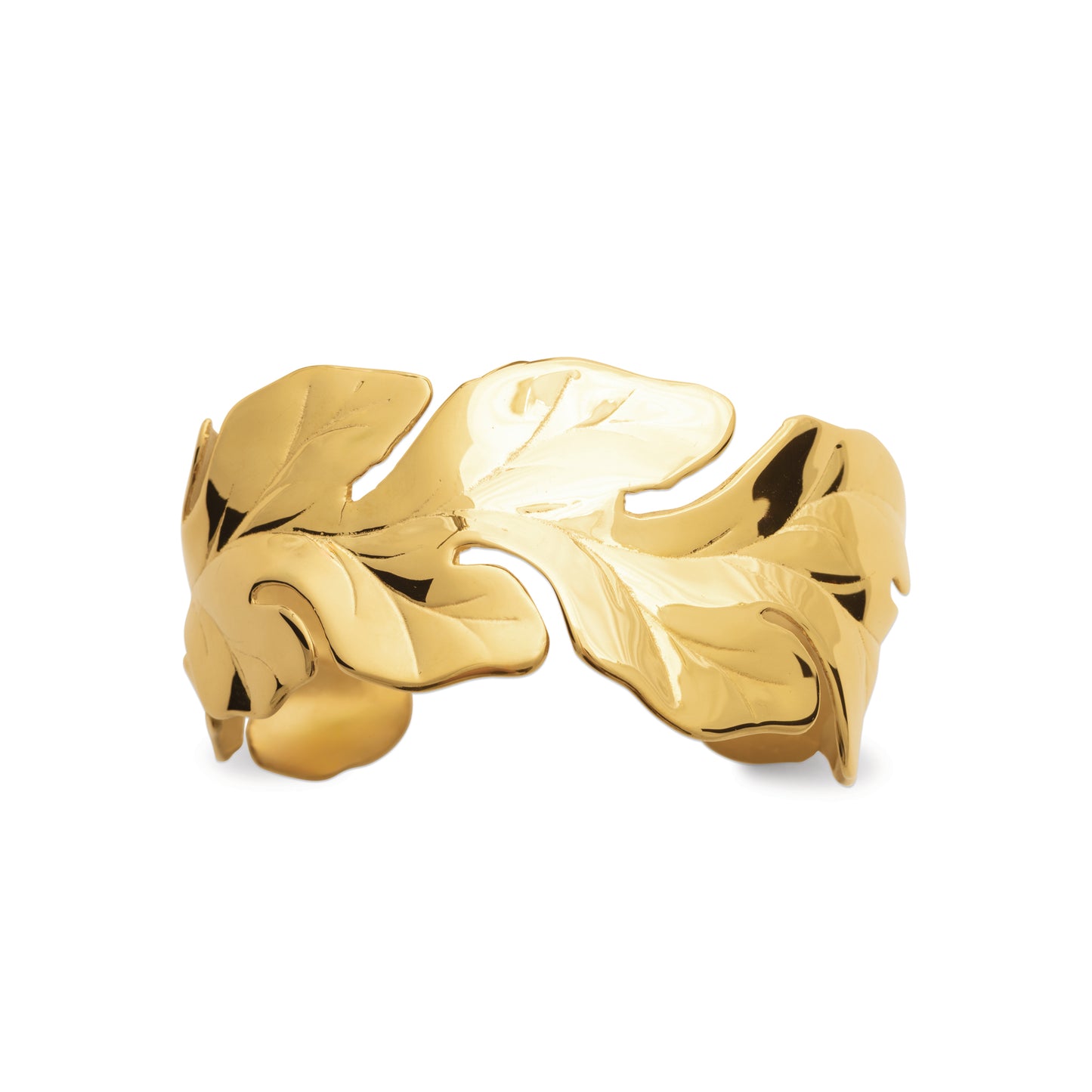 Bracelet jonc doré feuillage – acier inoxydable