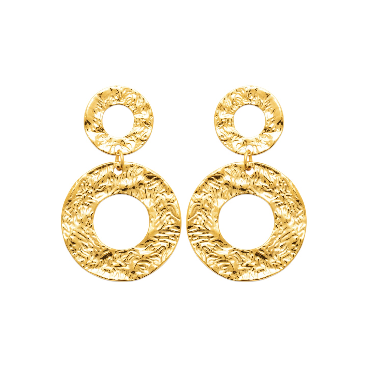 Boucles d’oreilles dorées à anneaux texturés – bijou élégant et tendance