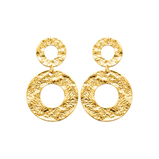 Boucles d’oreilles dorées à anneaux texturés – bijou élégant et tendance