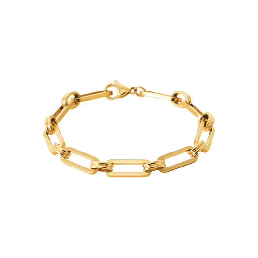 Bracelet maillons rectangulaires – Acier doré