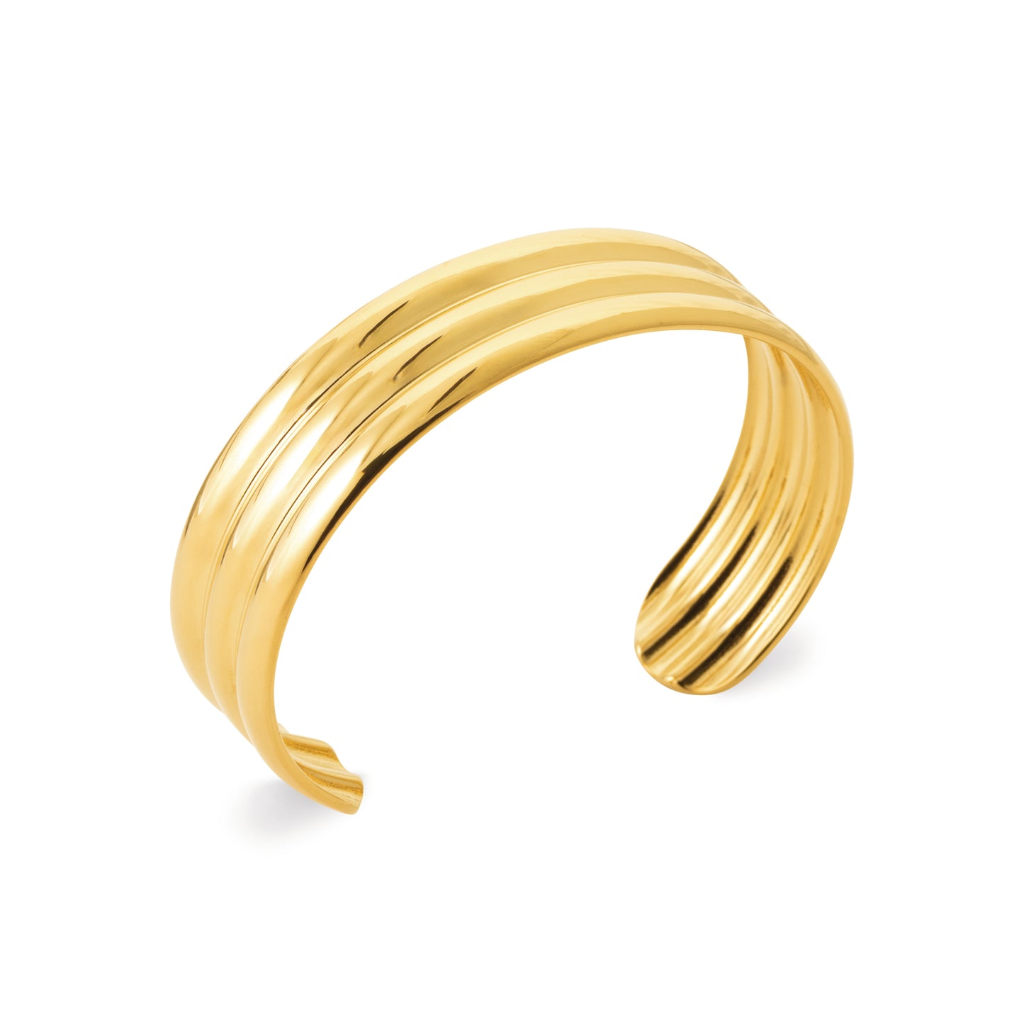 Bracelet jonc doré triple anneaux – acier inoxydable