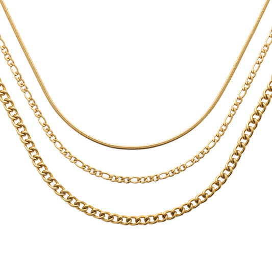 Collier multi-rangs en acier doré