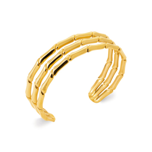 Bracelet jonc triple en acier doré