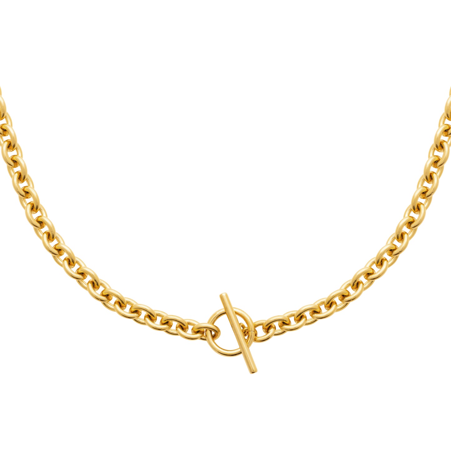 Collier maille gourmette en acier doré avec fermoir bâton (Copie)