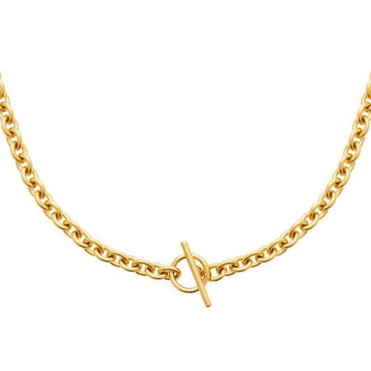 Collier maille gourmette en acier doré avec fermoir bâton (Copie)