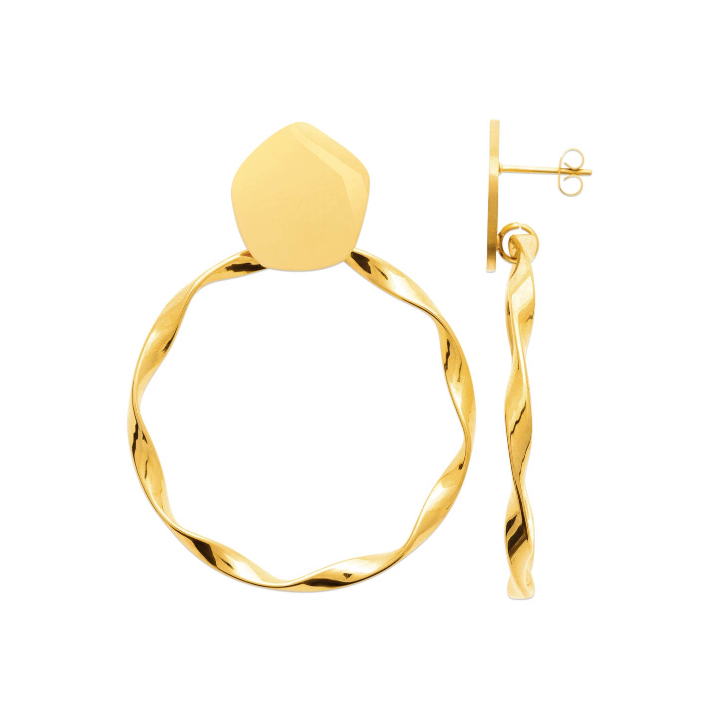 Boucles d’oreilles dorées torsadées – en acier inoxydable