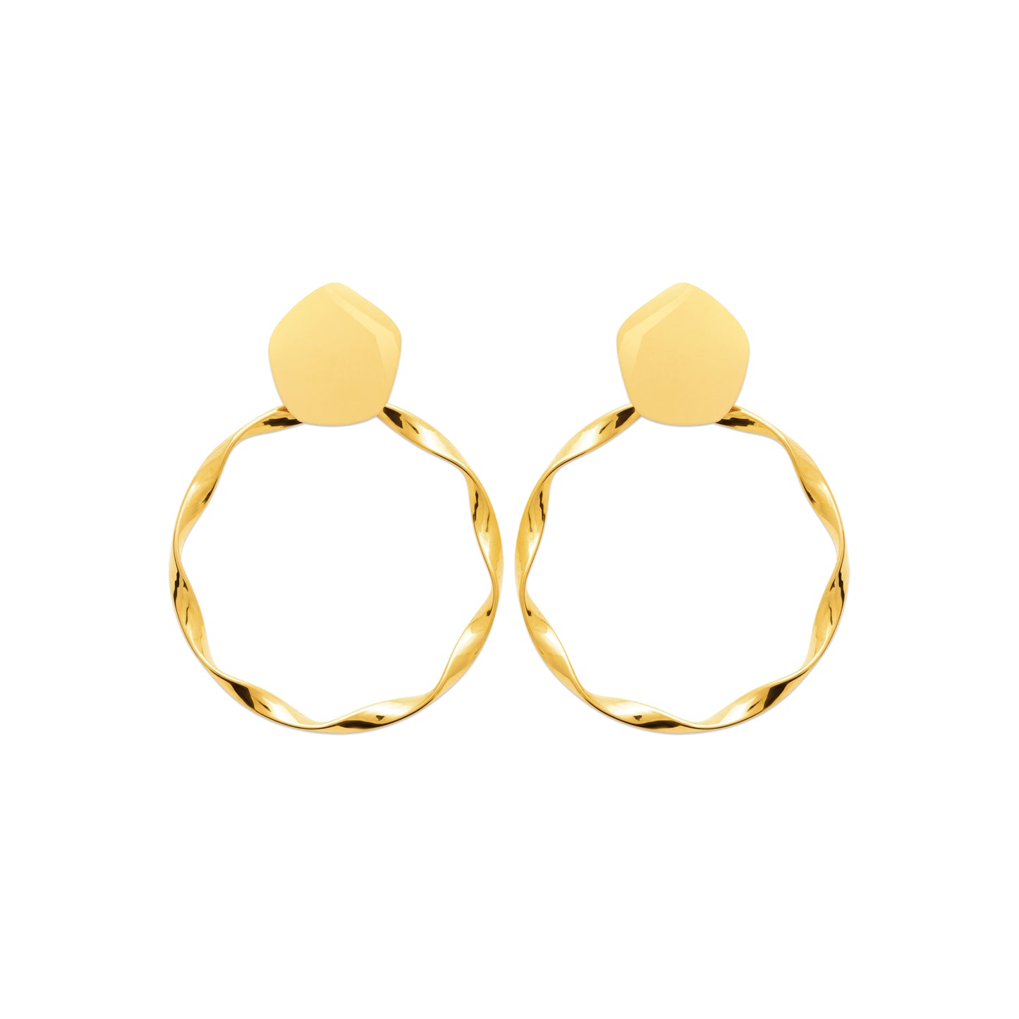 Boucles d’oreilles dorées torsadées – en acier inoxydable