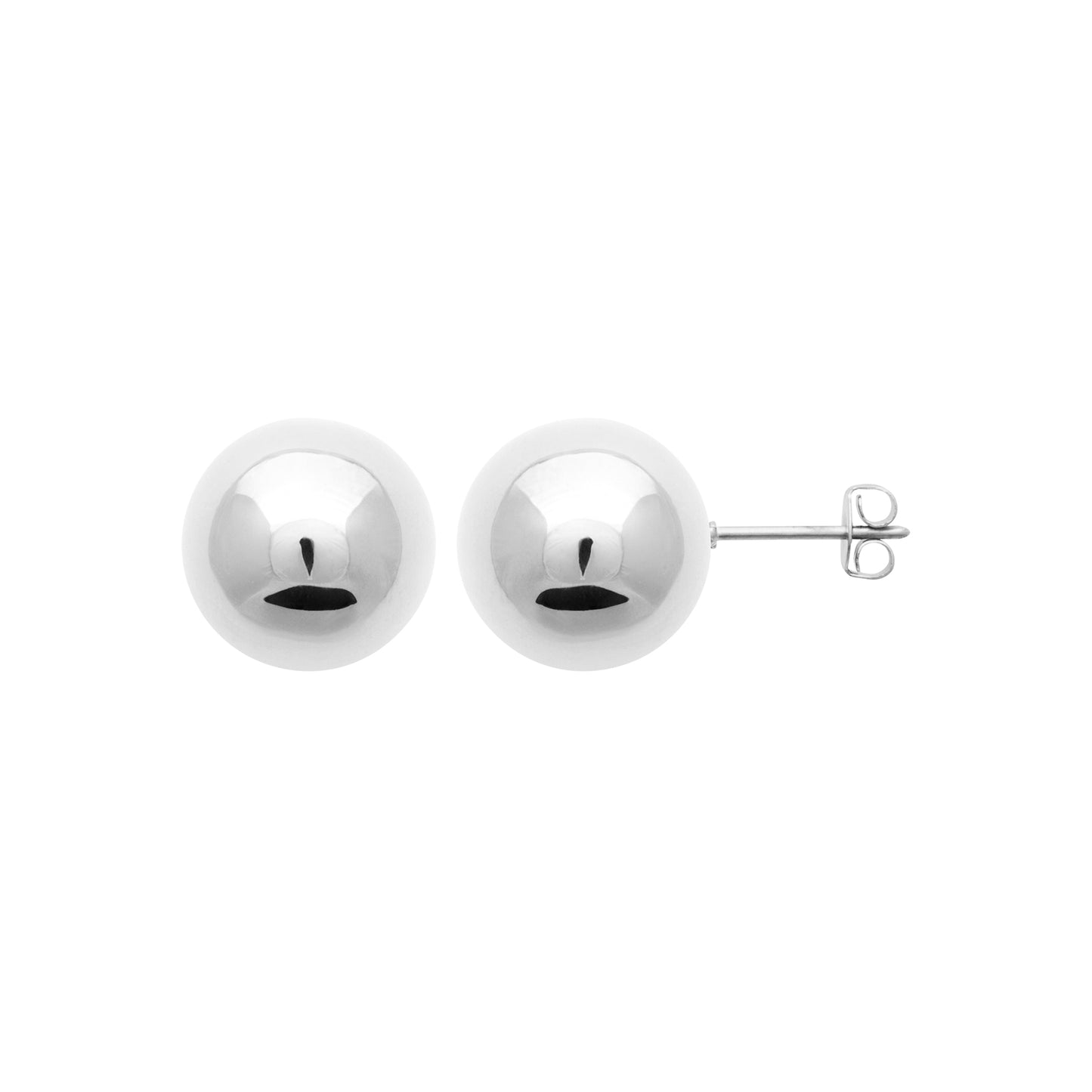 Boucles d’oreilles puces boule – Acier argenté 14 mm