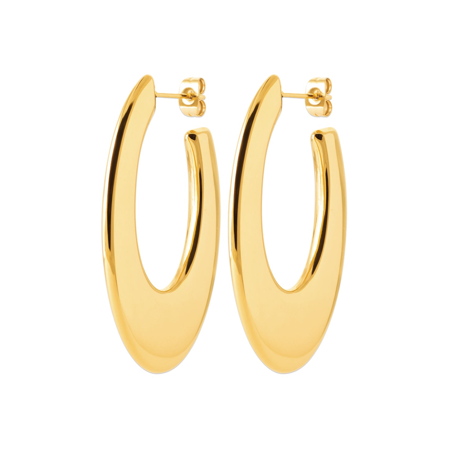 Boucles d’oreilles ovales dorées en acier doré