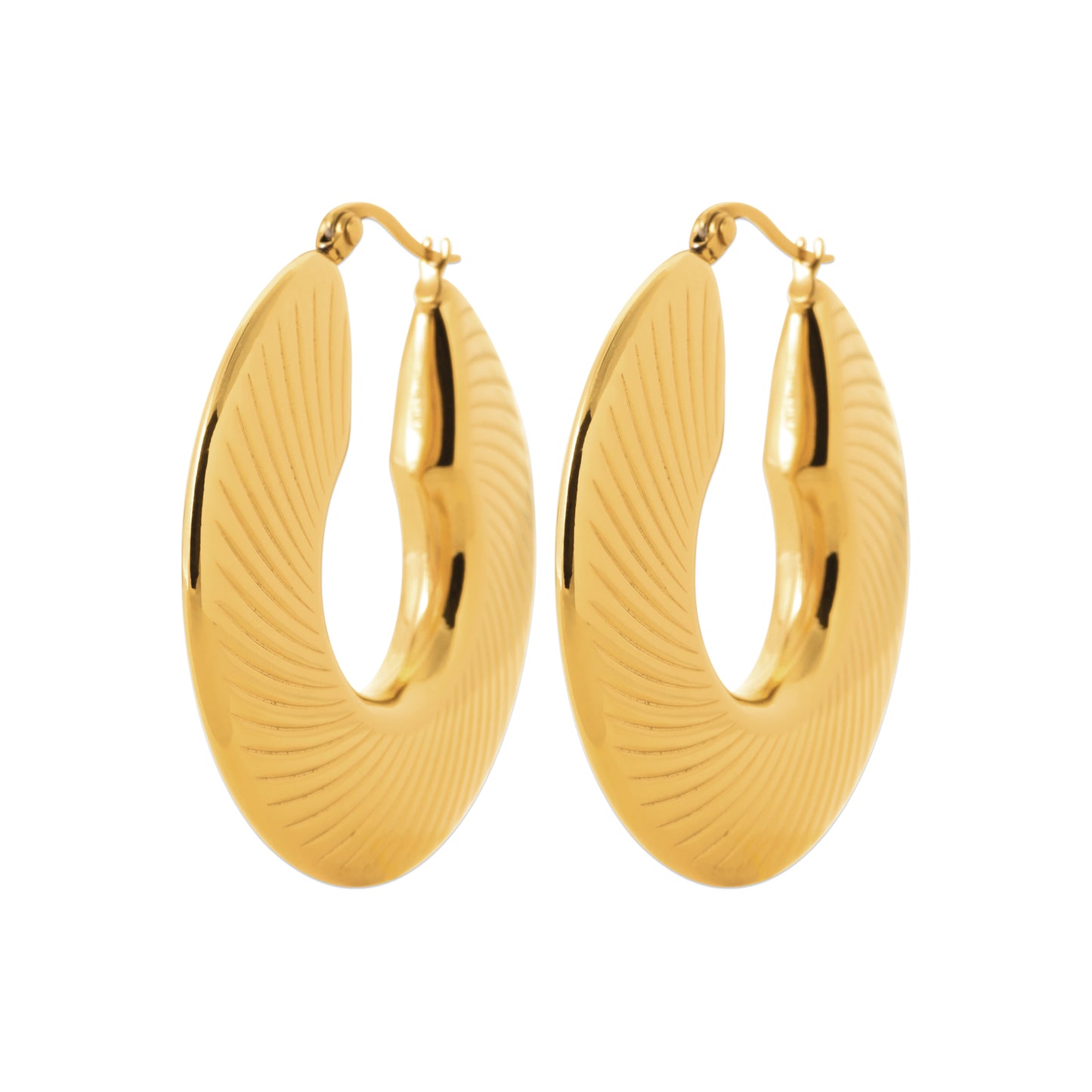 Boucles d’oreilles dorées texturées – en acier inoxydable