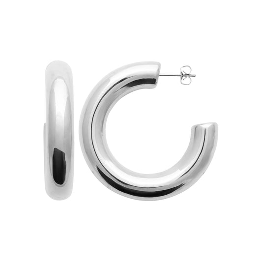 Boucles d’oreilles créoles épaisses – Acier argenté