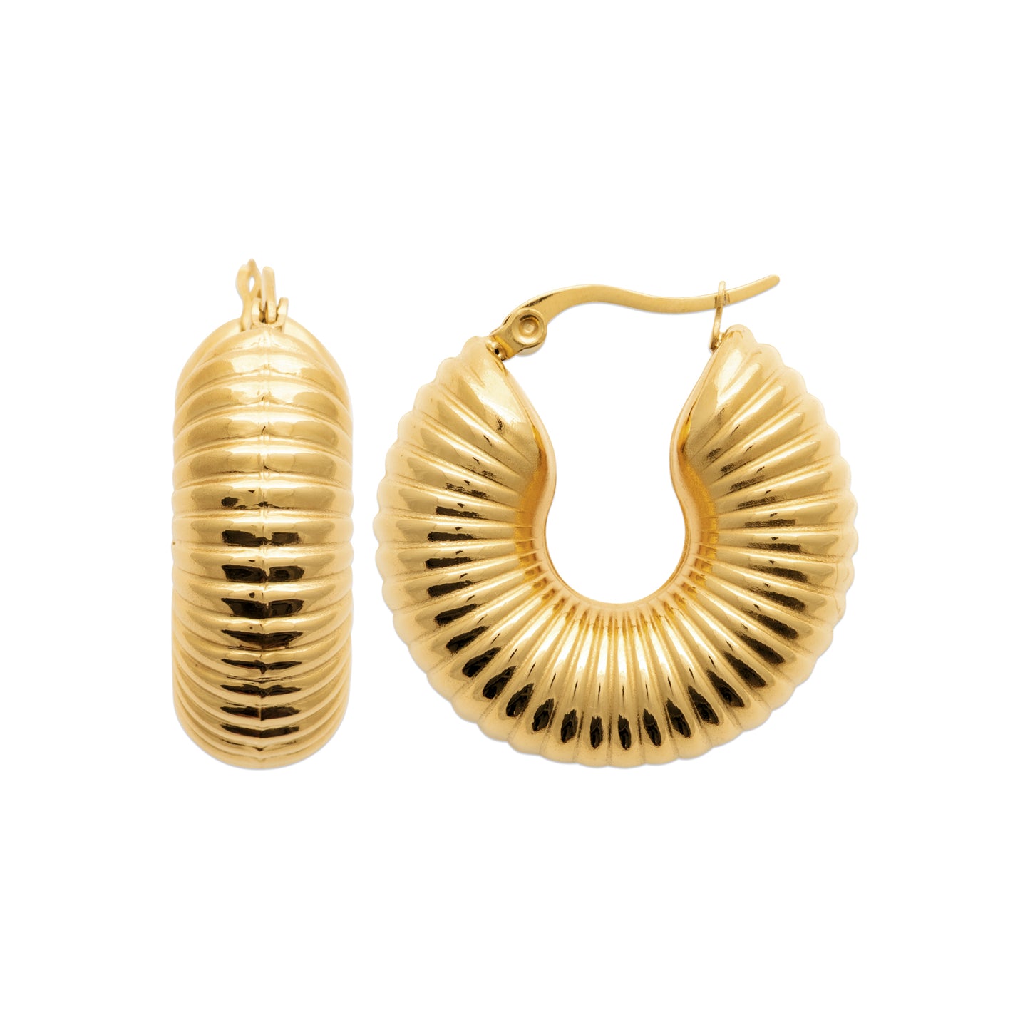 Créoles dorées texturées – en acier inoxydable