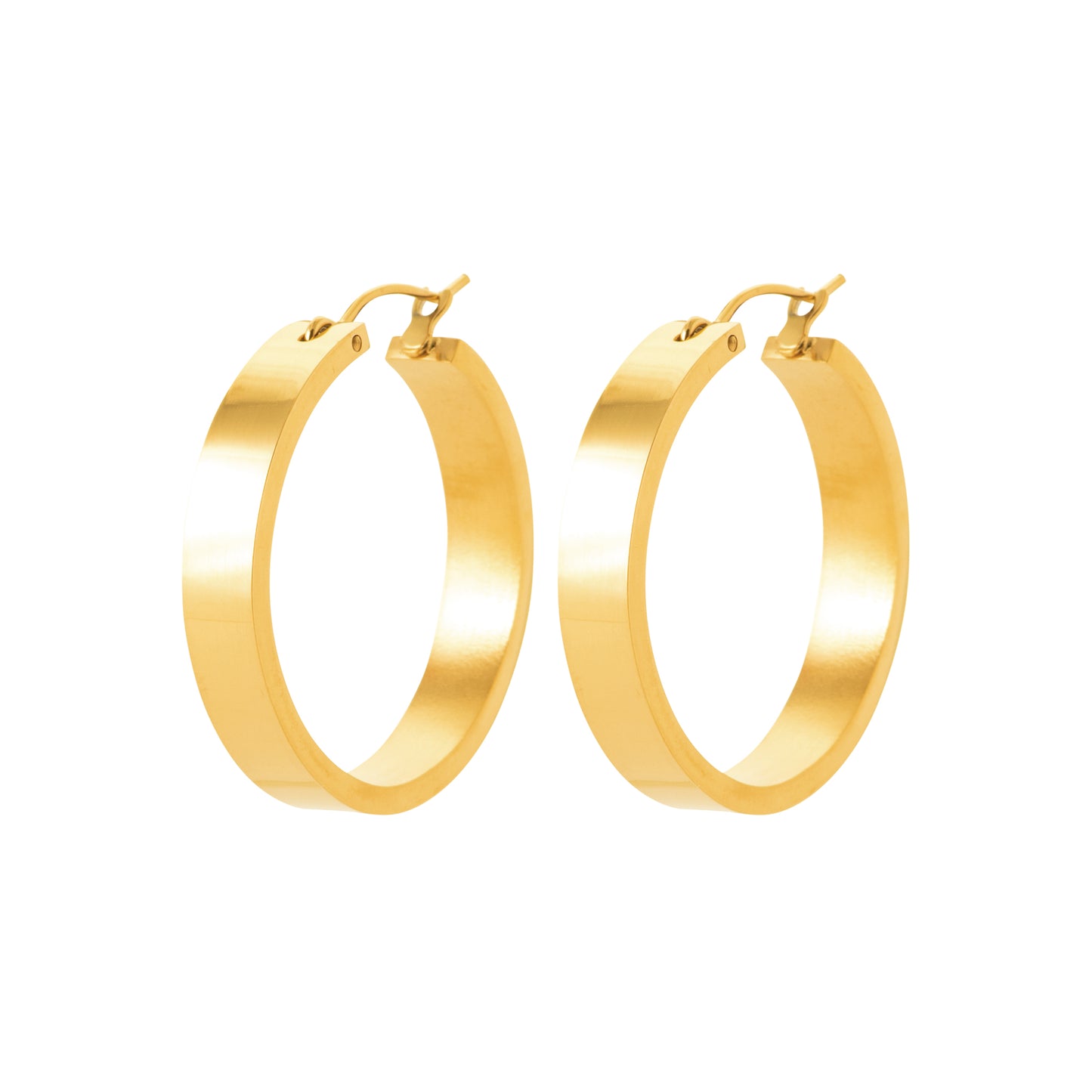 Créoles dorées plates – en acier inoxydable