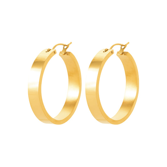 Créoles dorées plates – en acier inoxydable