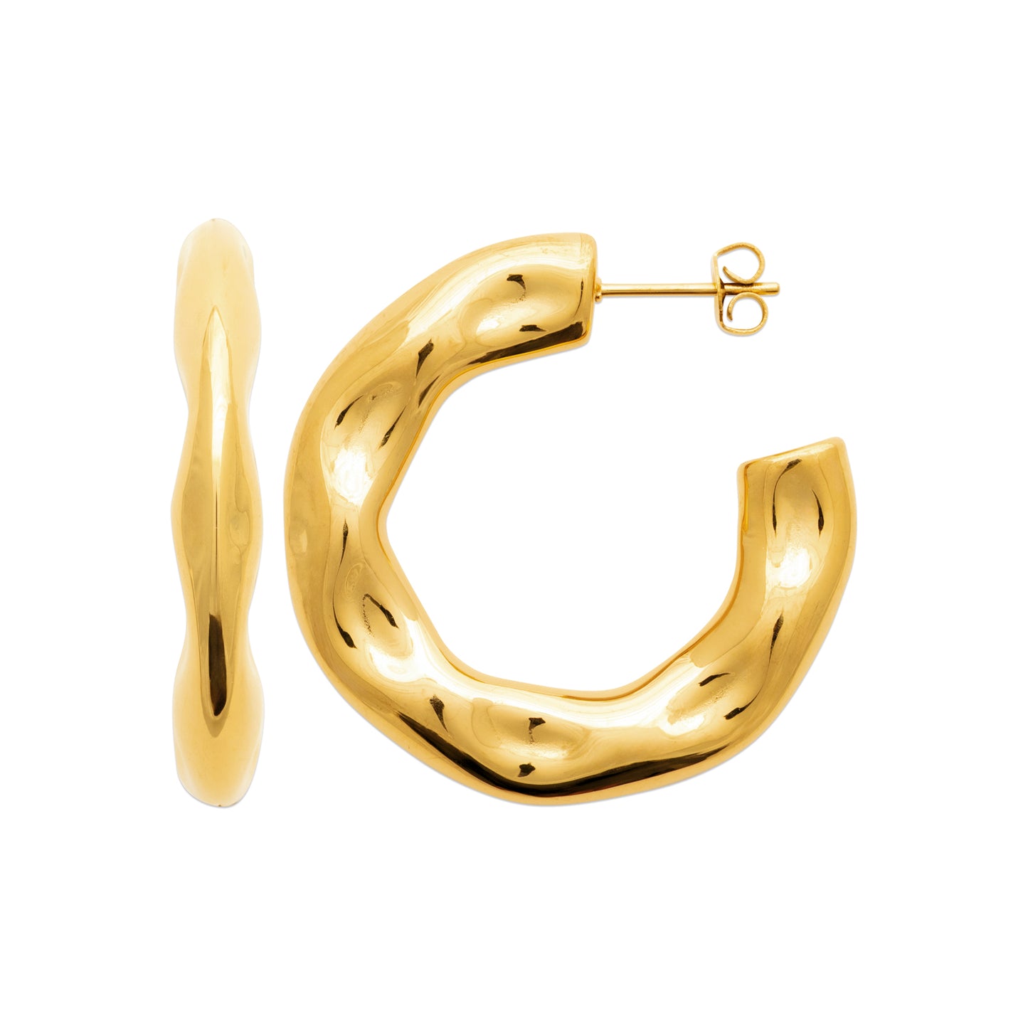 Créoles dorées effet martelé – en acier inoxydable