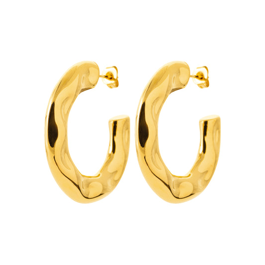 Créoles dorées effet martelé – en acier inoxydable