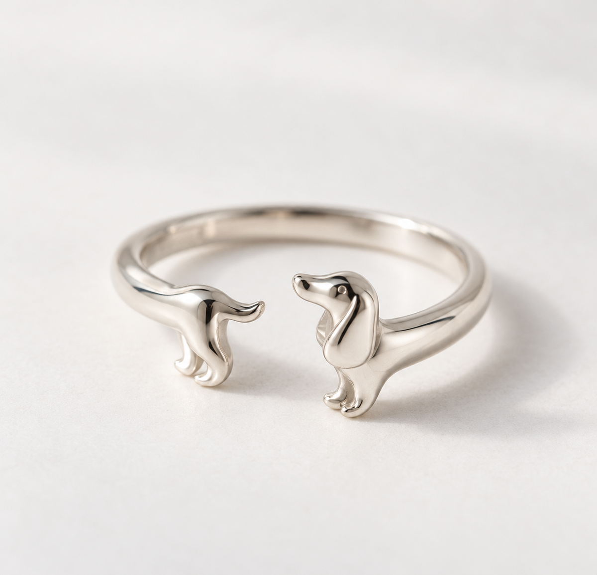 Bague teckel en argent ajustable