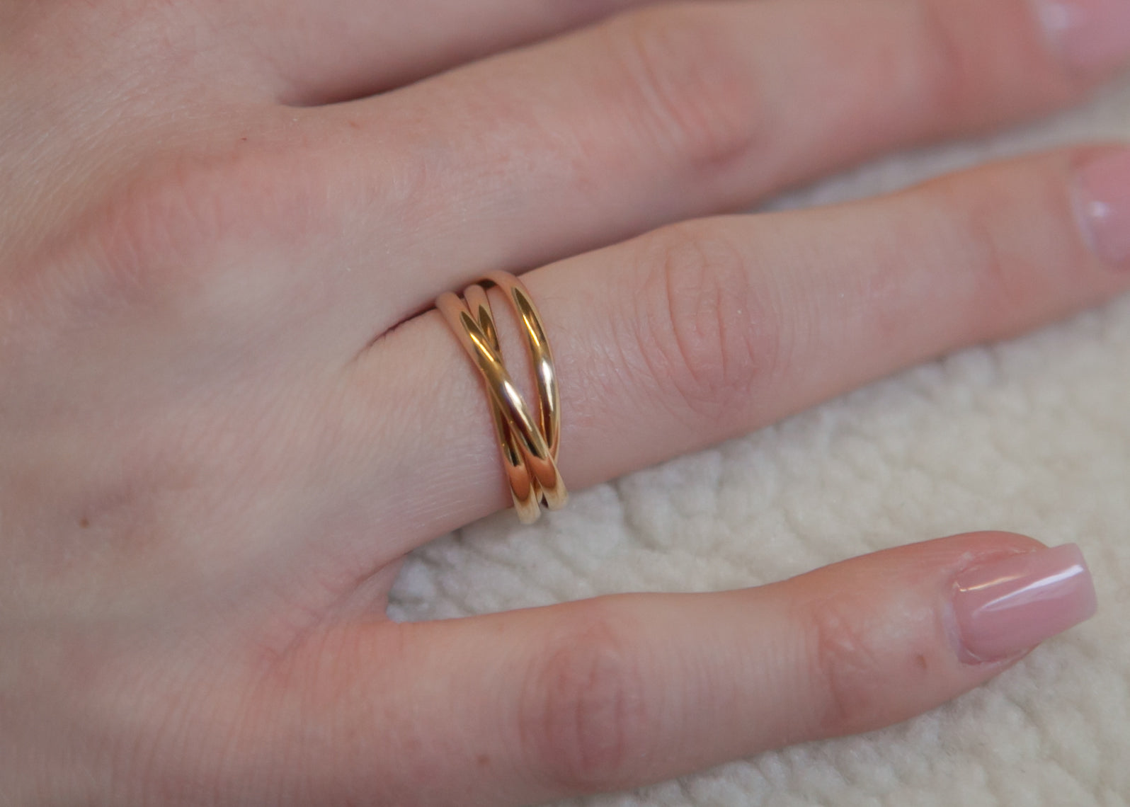 Bague trois anneaux en plaqué or jaune 18 carats