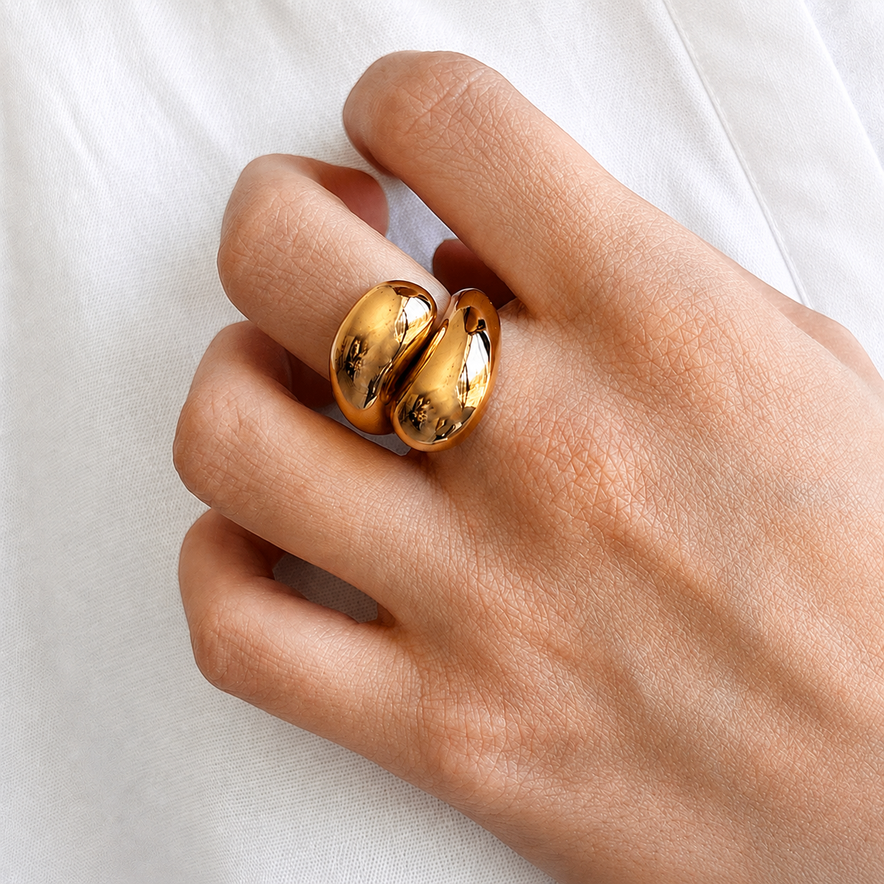 Bague torsadée et bombée plaqué or