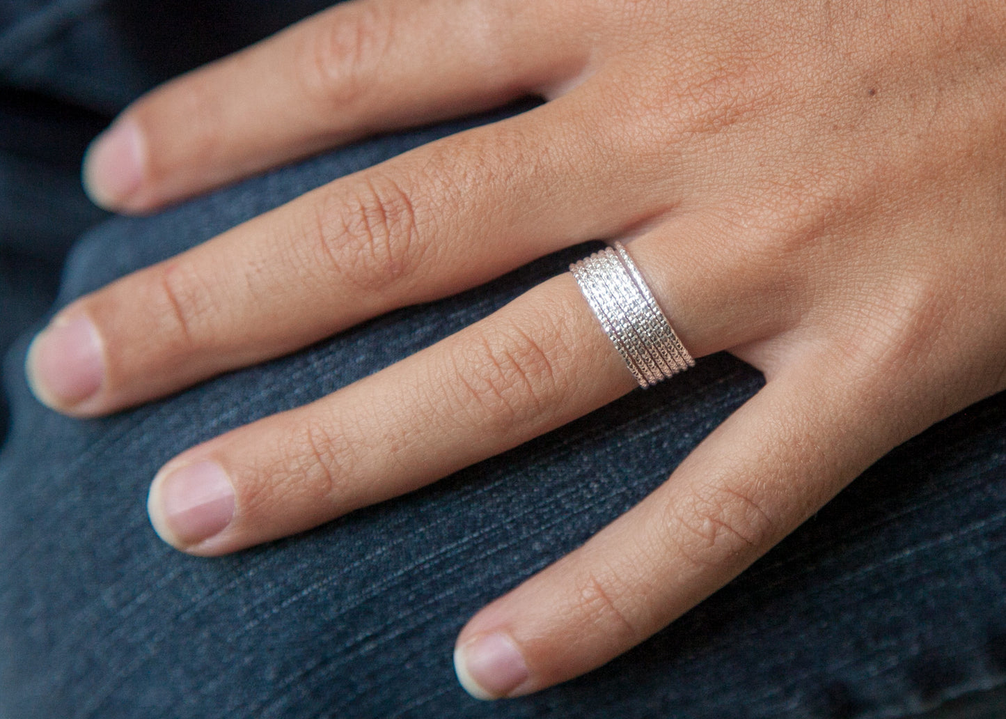 Bague facettée en argent véritable