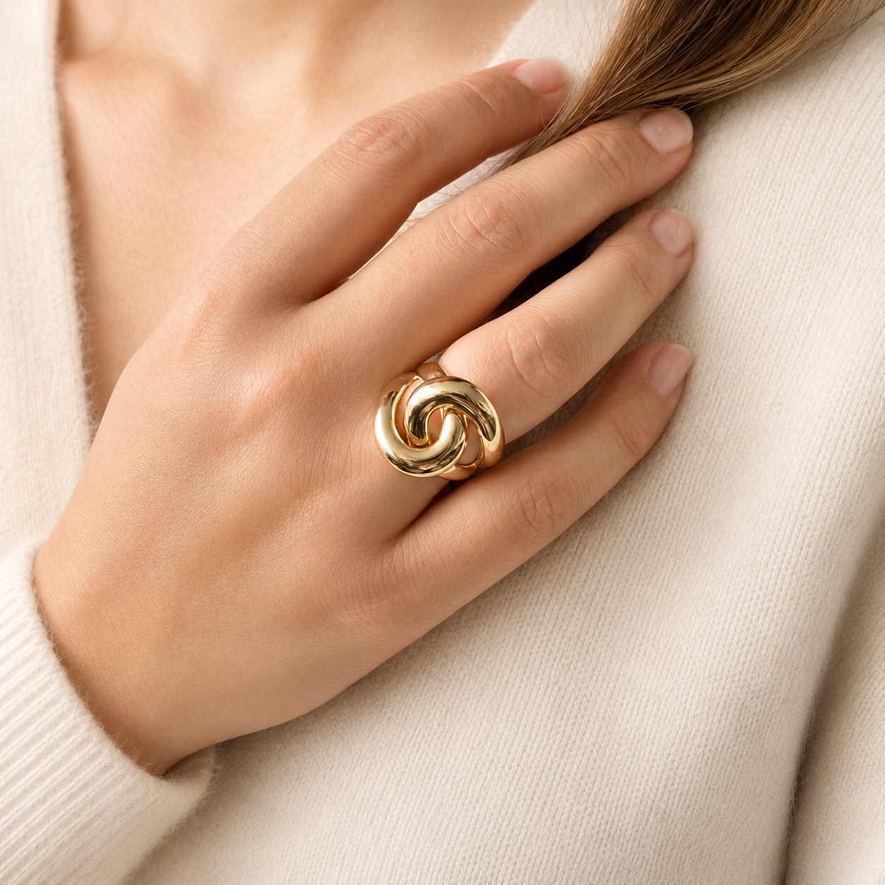 Bague Plaqué Or Entrelacée
