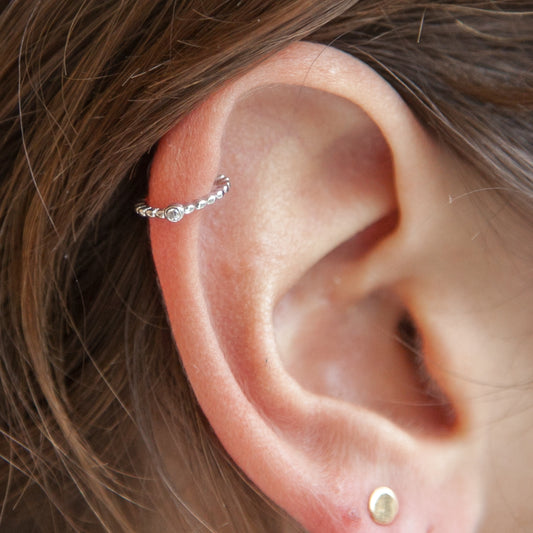 Bague d'oreille Ear cuff petit zircon en argent