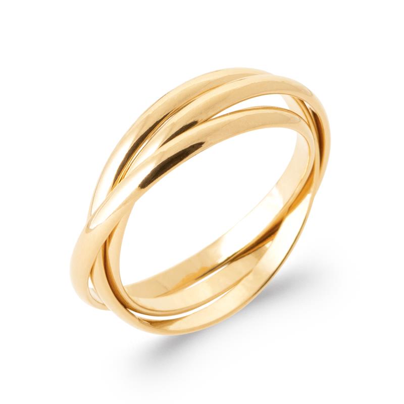 Bague trois anneaux en plaqué or jaune 18 carats