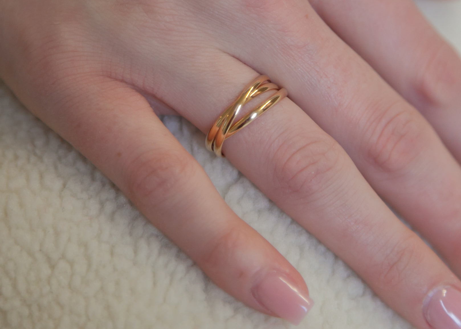 Bague trois anneaux en plaqué or jaune 18 carats