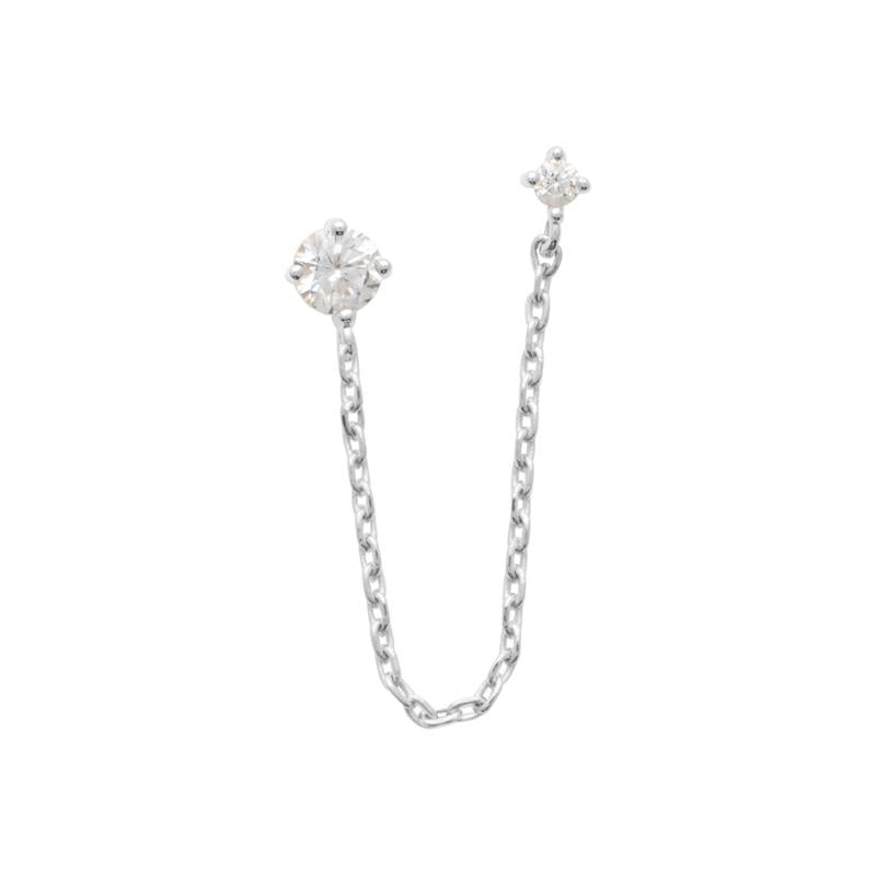 Boucle d'oreille double trous & chaîne en argent