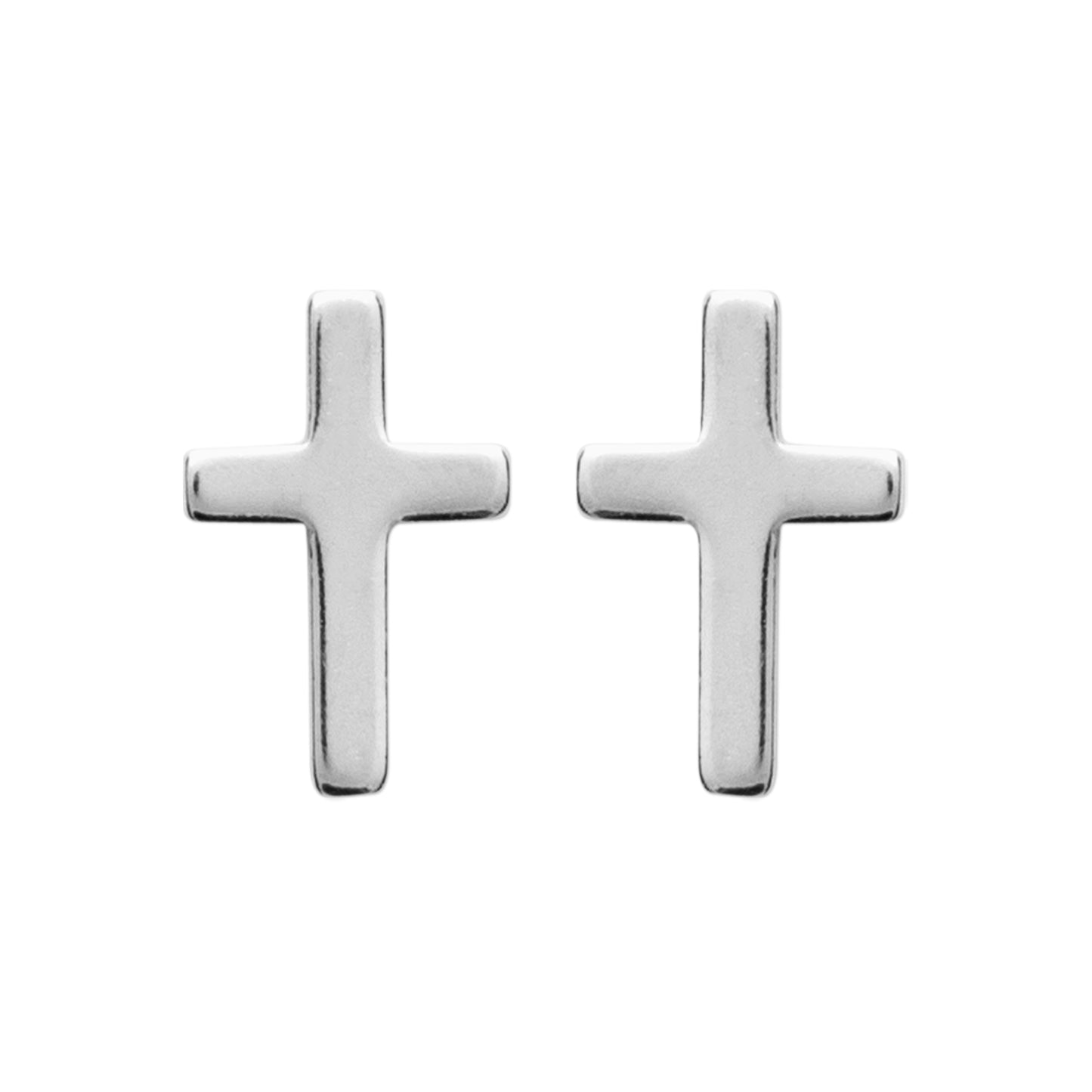Boucles d'oreilles puces croix  en argent