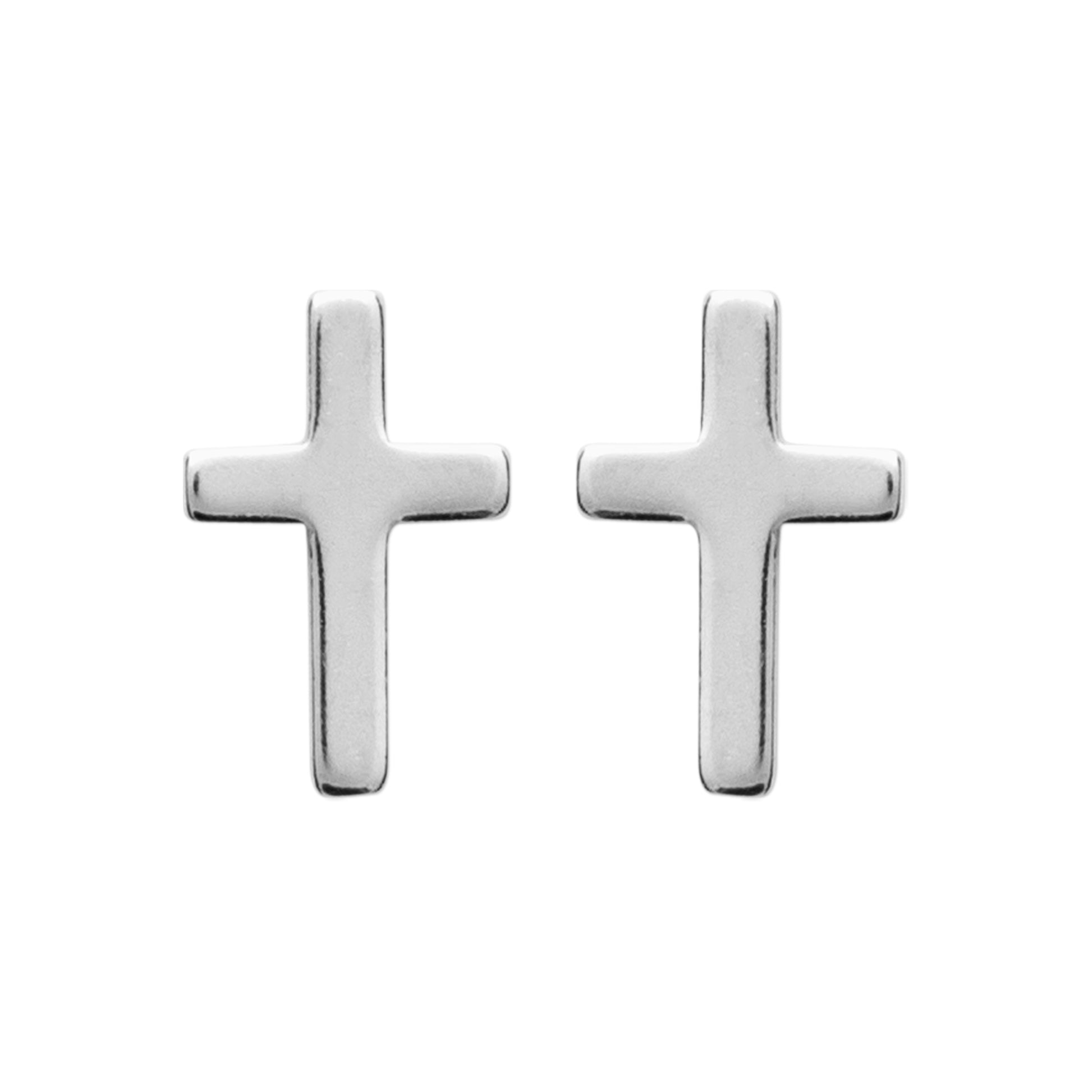 Boucles d'oreilles puces croix  en argent