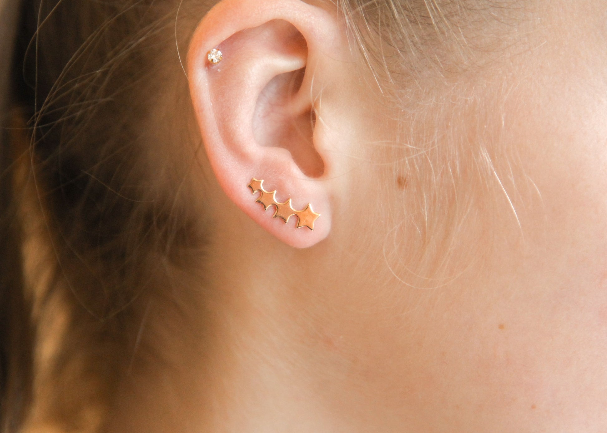 Boucles d'oreilles 4 étoiles montantes plaqué or