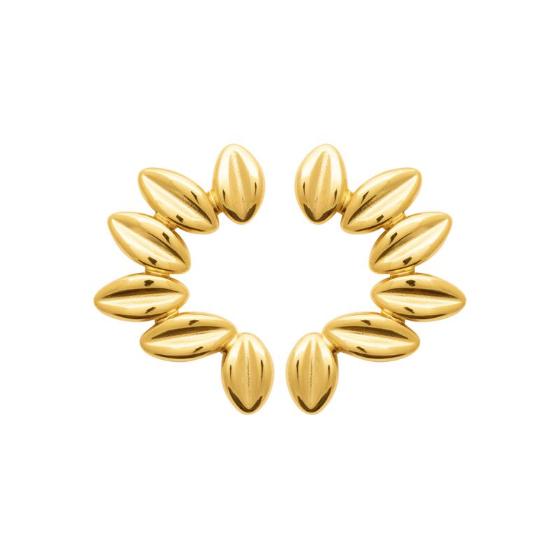 Boucles d’oreilles feuilles acier doré – bijou élégant et naturel